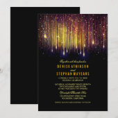 Paarse en gouden bruiloft String Lichten Uitnodige Kaart (Voorkant / Achterkant)