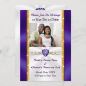 Paarse en gouden, bruiloft uitnodigingen met Afbee (Voorkant / Achterkant)