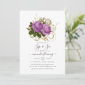 Paarse en Gouden Chique Bloemen Sip en See Kaart