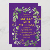 Paarse en gouden chique groen Boho Bohemian bruilo Kaart (Voorkant / Achterkant)