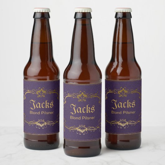 Paarse en gouden Custom Beer Label Bier Etiket (Flessen)