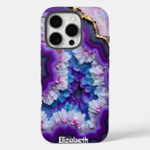 Paarse en gouden edelsteenlagen Case-Mate iPhone case (Achterkant)