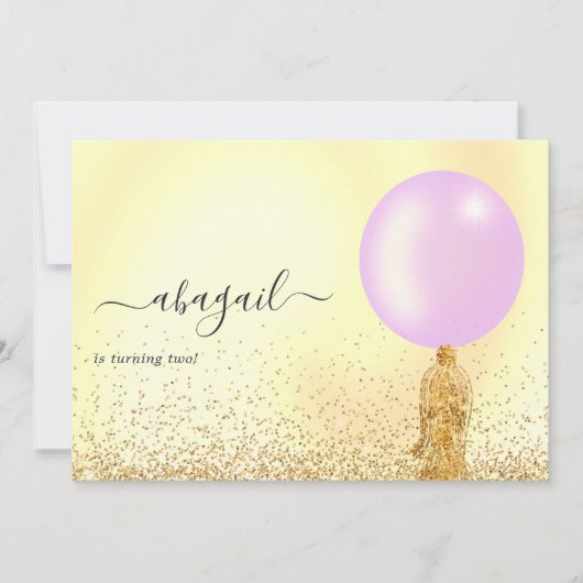 Paarse en gouden en roze uitnodiging (Voorkant)