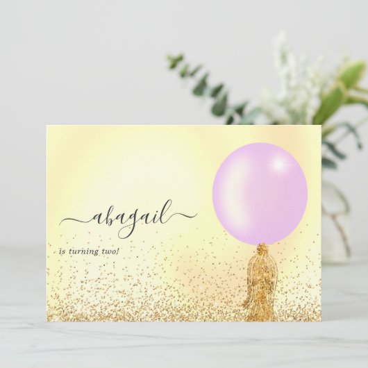 Paarse en gouden en roze uitnodiging (Staand voorkant)