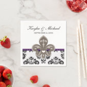 Paarse en gouden Fleur de Lis bruiloft Servetten (Insitu)