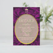 Paarse en gouden folie Elegante bruiloft Details K Kaart (Staand voorkant)