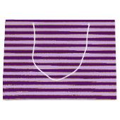 Paarse en gouden folie strepen verjaardagsfeestje groot cadeauzakje (Voorkant)