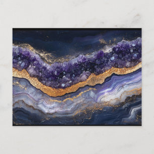 Paarse en gouden gelaagde geode briefkaart