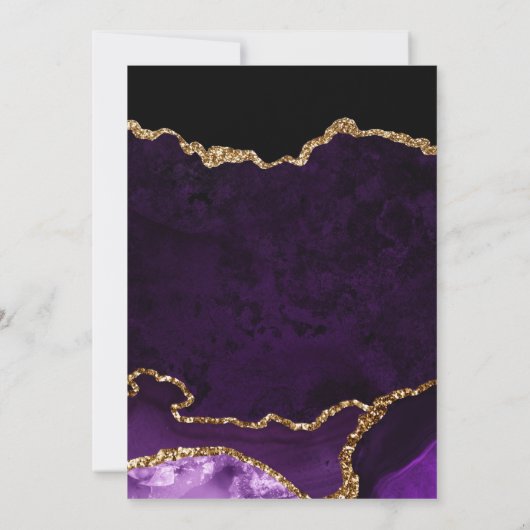 Paarse en gouden glinsterende agaat marmeren bruil kaart (Achterkant)