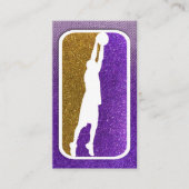 Paarse en Gouden Glitter Basketbal Team Coach Visitekaartje (Voorkant)