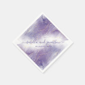 Paarse en gouden glitter Waterverf bruiloft servet (Hoek)