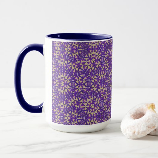 Paarse en gouden grote Mok (Met donut)