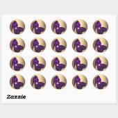 Paarse en gouden hooggehakte schoenstickers ronde sticker (Vel)