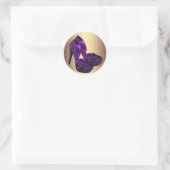 Paarse en gouden hooggehakte schoenstickers ronde sticker (Tas)