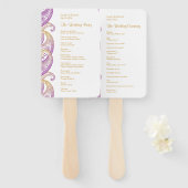 Paarse en gouden Indiase Paisley bruiloft programm Handwaaier (Voorkant en achterkant)