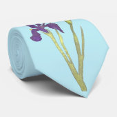 Paarse en gouden iris Waterverf bruiloft Stropdas (Opgerold)