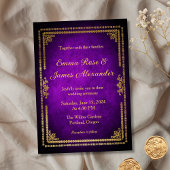  Paarse en gouden Lijsten bruiloft Kaart