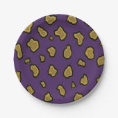 Paarse en gouden luipaard afdrukken papieren bordje (Voorkant)