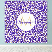 Paarse en gouden luipaard Patroon Canvas Afdruk (Insitu (Houten vloer))