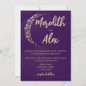 Paarse en gouden maan en terug bruiloft kaart (Voorkant)