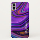 Paarse en Gouden Marmer Agate Monogram Case-Mate iPhone Case (Achterkant)