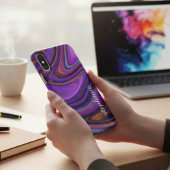 Paarse en Gouden Marmer Agate Monogram Case-Mate iPhone Case
