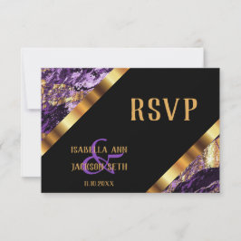 Paarse en Gouden Marmer - RSVP Kaartje