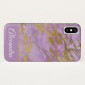 Paarse en gouden marmeren elegante Girly Case-Mate iPhone Case (Achterkant (horizontaal))