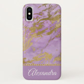 Paarse en gouden marmeren elegante Girly Case-Mate iPhone Case (Achterkant)