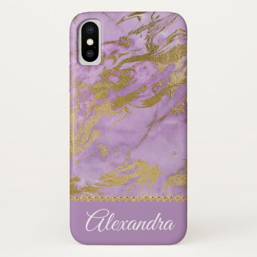Paarse en gouden marmeren elegante Girly Case-Mate iPhone Case (Achterkant)