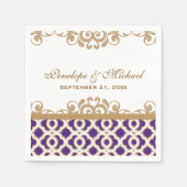 Paarse en gouden Marokkaanse bruiloft Servet (Voorkant)