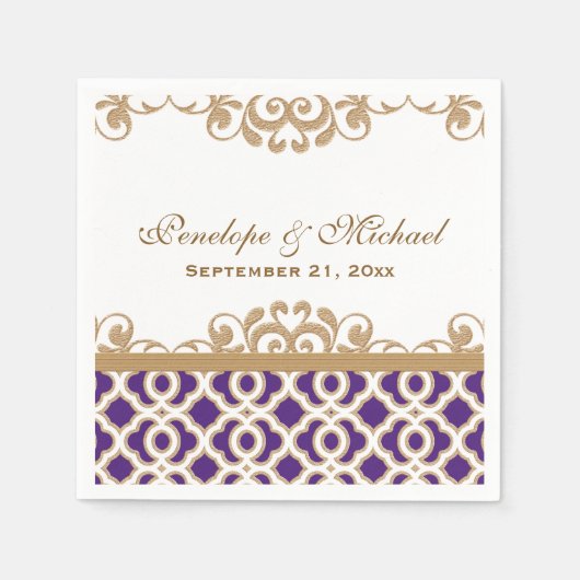 Paarse en gouden Marokkaanse bruiloft Servet (Voorkant)