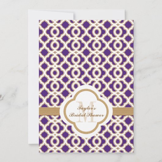 Paarse en gouden Marokkaanse Vrijgezellenfeest uit Kaart (Achterkant)