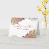 Paarse en gouden moderne, vloeibare client bedankt kaart (Gele Bloem)