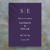 Paarse en gouden Monogram Bruiloft Welkomstbord Poster