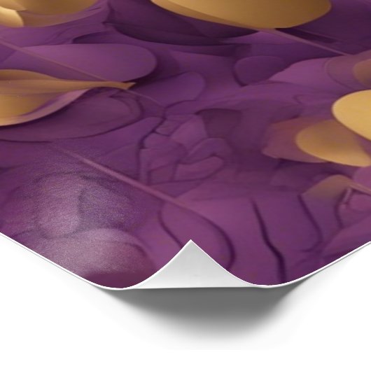 Paarse en gouden muur Abstracte kunst Perfect Poster (Hoek)