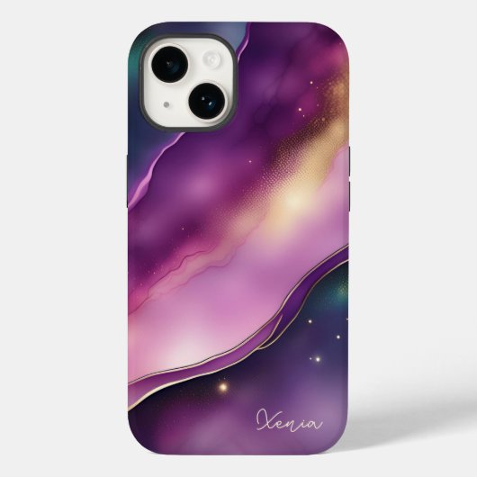 Paarse en gouden nacht Sky Fantasy Case-Mate iPhone Case (Achterkant)