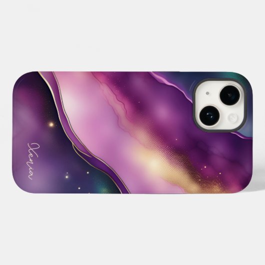 Paarse en gouden nacht Sky Fantasy Case-Mate iPhone Case (Achterkant (horizontaal))