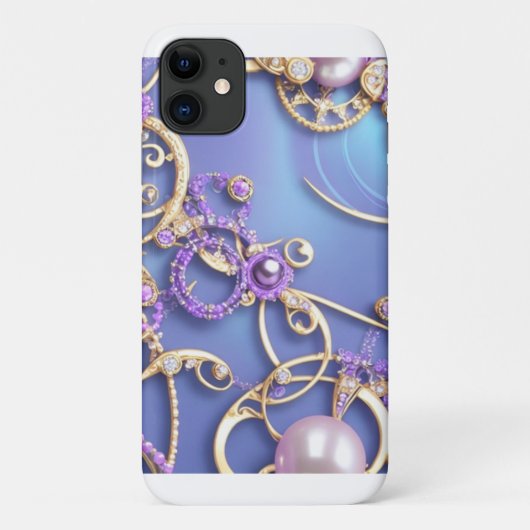 Paarse en gouden ornamentaal ontwerp Case-Mate iPhone case (Achterkant)