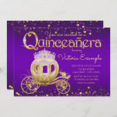 Paarse en gouden prinses Quinceanera Kaart (Voorkant / Achterkant)