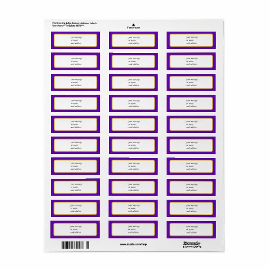 Paarse en gouden rand etiket (Full Sheet)