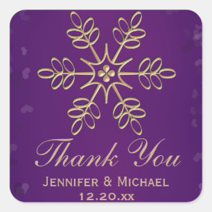 Paarse en gouden sneeuwvlok dank u Label