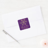 Paarse en gouden sneeuwvlok dank u Label (Envelop)