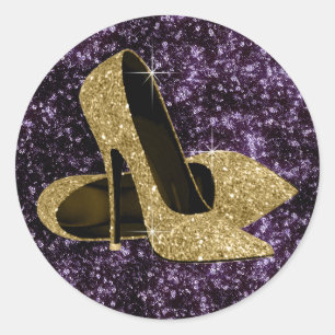 Paarse en gouden stickers voor hoge hakken