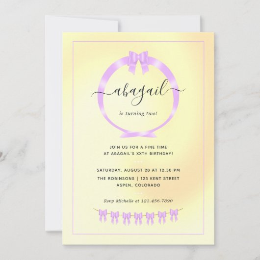 Paarse en gouden verjaardagsfeest uitnodiging (Voorkant)