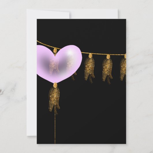 Paarse en gouden verjaardagsfeest uitnodiging (Achterkant)