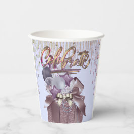 Paarse en gouden viering papieren bekers