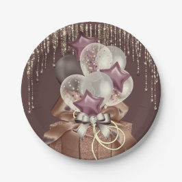 Paarse en gouden viering papieren bordje