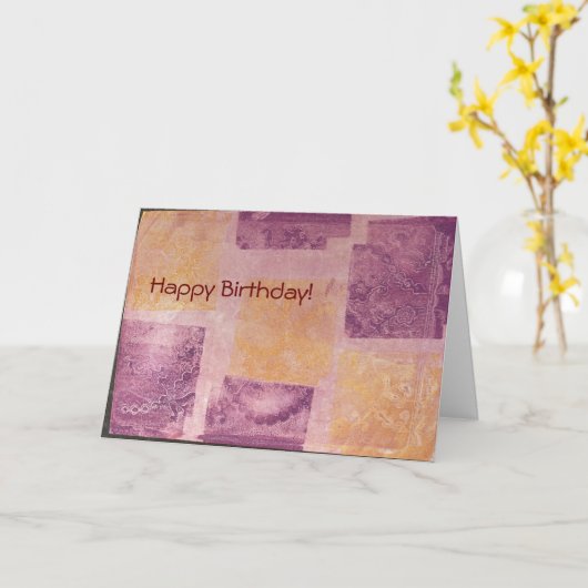 Paarse en gouden vierkant design draagtas kaart (Gele Bloem)