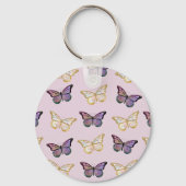 Paarse en gouden vlinders sleutelhanger (Voorkant)
